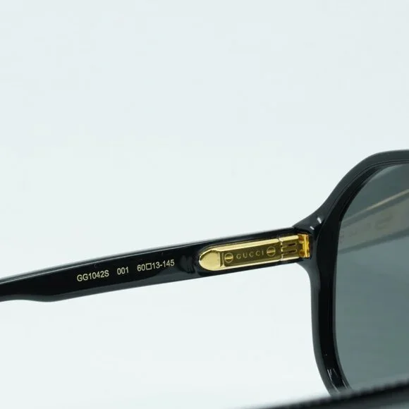 Gucci GG1042S 001 Sunglasses Black Aviator Frame, Grey Lenses display picture 1